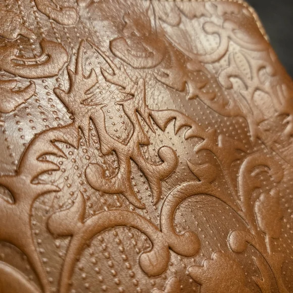 Patricia Nash Cassini Tooled Leather Wristlet Clutch Florence Brown - Picture 8 of 9